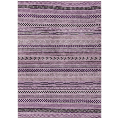 Luthyra Purple Washable Indoor-Outdoor Rug - LOOMLAN