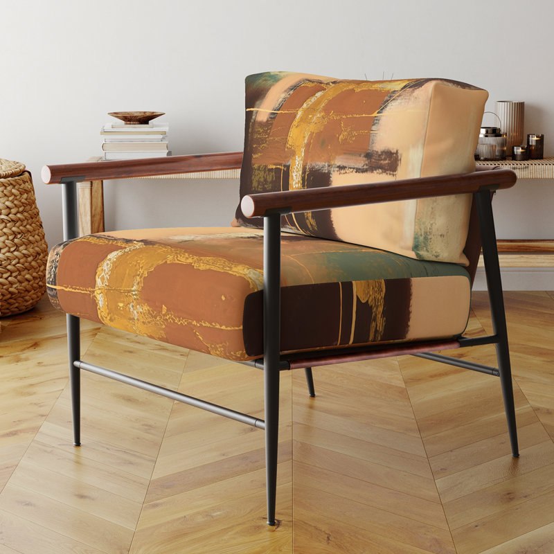 Fauteuil d'appoint Kintsugi Retro Glam Vintage Gold On Turquoise, Doré