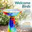 Bain d'oiseaux extérieur en verre sur piédestal de 42 cm de haut, arc-en-ciel-256866618