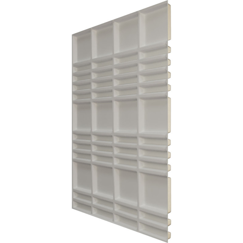 Panneau mural décoratif 3D empilé l 19 5/8 po x H 19 5/8 po, argent métallique métallisé (couvre 2,67 pieds carrés)
