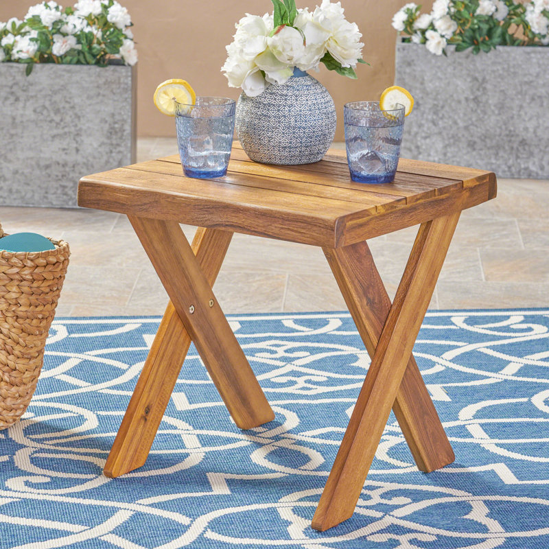 Table d'appoint en bois pour patio - fini sablé, carré 18 po, aspect rustique pour cour arrière X 18 po, 18,03 po de hauteur, Charisma