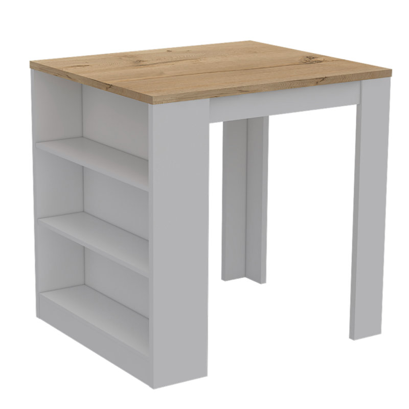 Elkins 3-Drawer Kitchen Island White And Pine, White
