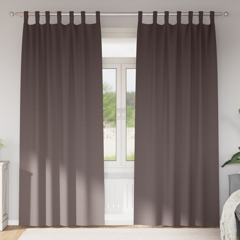 Curtains With Curtains 2 Pcs Polyester, Dark Brown, 140cm Width x 225cm Drop