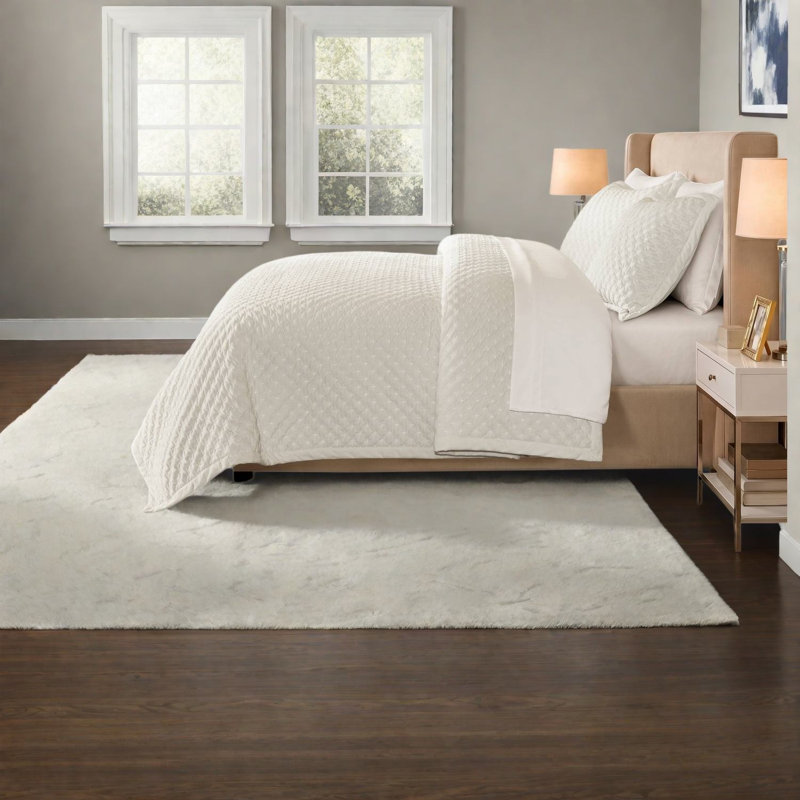 Ensemble de literie en velours de qualité supérieure, couvre-lit matelassé blanc 3 pièces pour lit queen