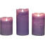 3 Pack Rustic Lavender Purple Flameless Pillar Candles:Real Wax, Battery Operated with 6H Timer,Realistic Flickering LED-79137525-79137526