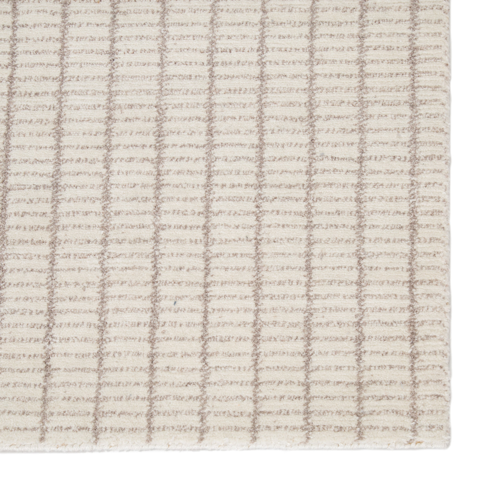 Grady Cream Hand-Knotted Striped Rug, Rectangle 6' x 9'