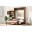 Lit escamotable avec plusieurs tablettes de rangement et décoration à persiennes-923648869