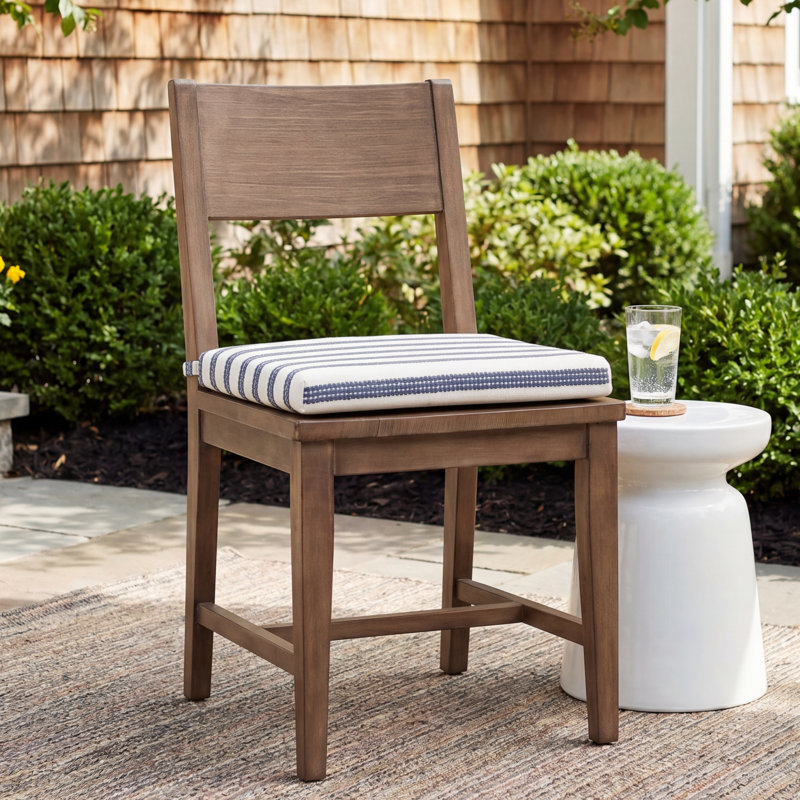 Concorde Twisted Band Marine 2" Textured Stripe Dining Chair Seat Pad with Ties