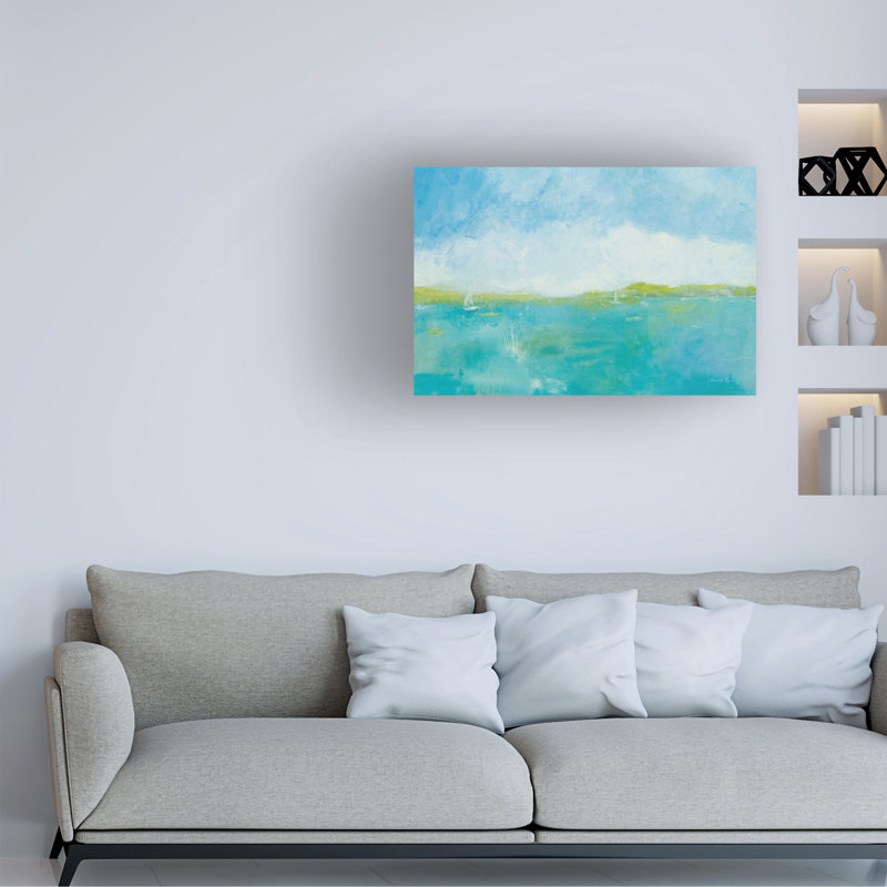 Turquoise and Green Landscape Canvas Art, 24" x 16"