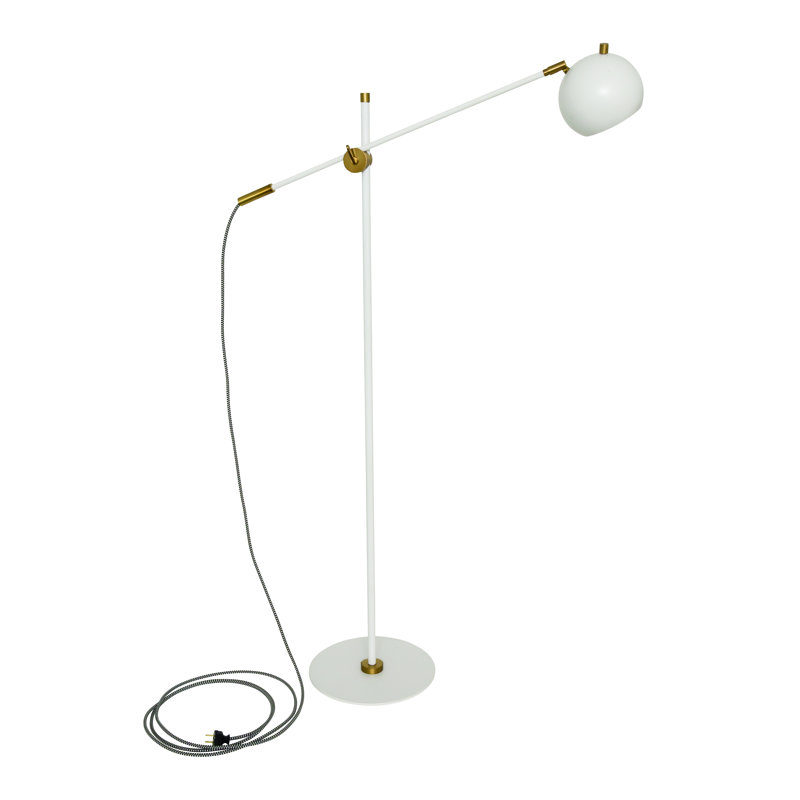 Orwell Task Floor Lamp, White/Weathered Brass, White