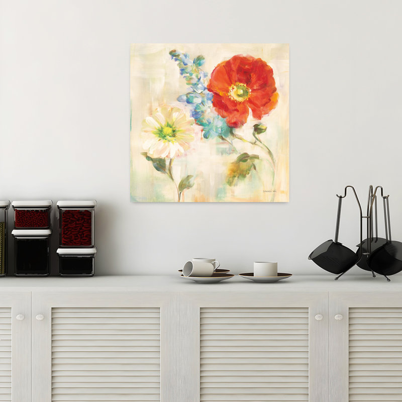 Art contemporain contemporain coquelicot II, H 18 po x l 18 po