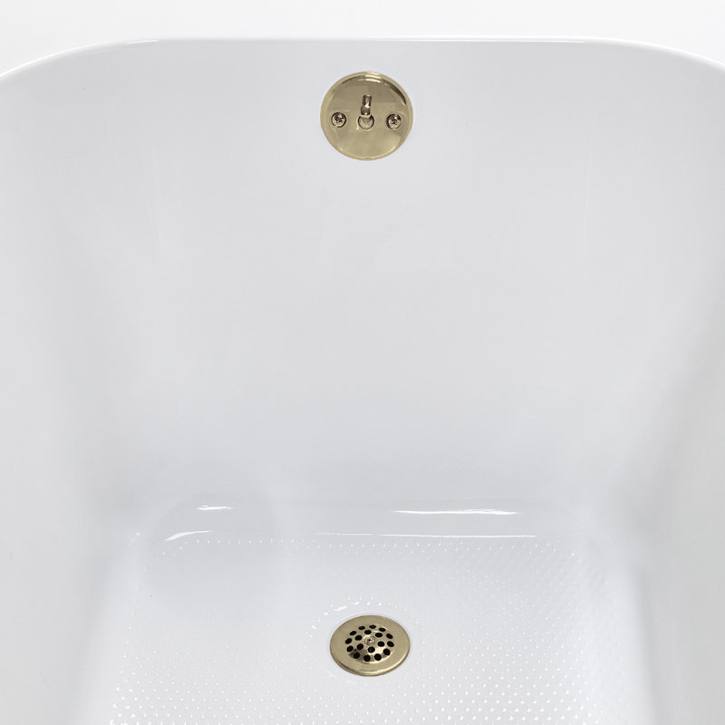 Baignoire de trempage en acrylique 72 po x 36 po, drain inclus, Laiton poli