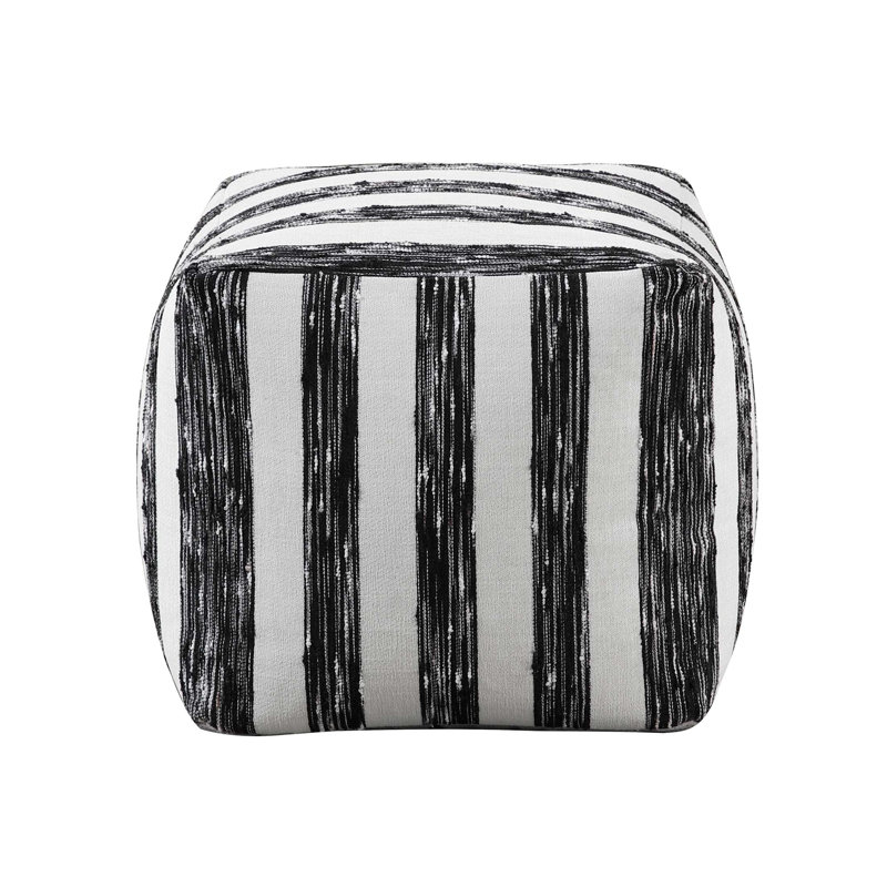 Modern Striped Fabric Upholstered Ottoman Pouf, Non-Slip Floor Bean Bag Chair For Versatile Seating And Decor