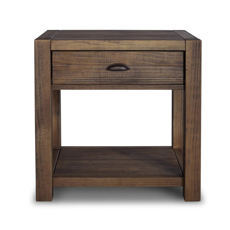 Montauk Solid Wood End Table, Rustic Walnut