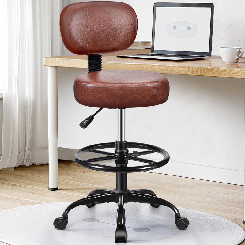 Chaise de dessinateur avec dossier, Brun braisé, Mat