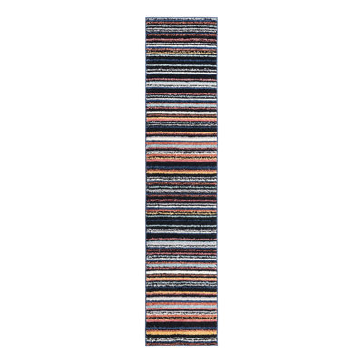 Tapis rayé noir / orange / blanc Prentice