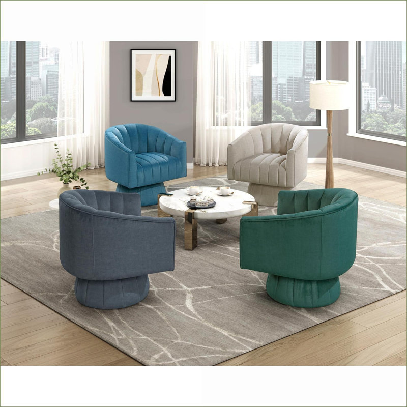 Fauteuil d'appoint pivotant en velours brun clair brun clair, siège confortable à dossier demi-tonneau pour adultes, mobilier d'appoint de salon et de chambre à coucher
