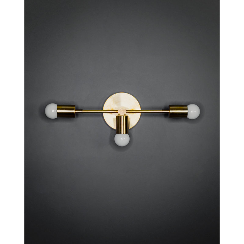 Applique articulée à 3 lumières à intensité variable, Laiton brut, H 5,75 po x l 18,25 po x P 5,25 po