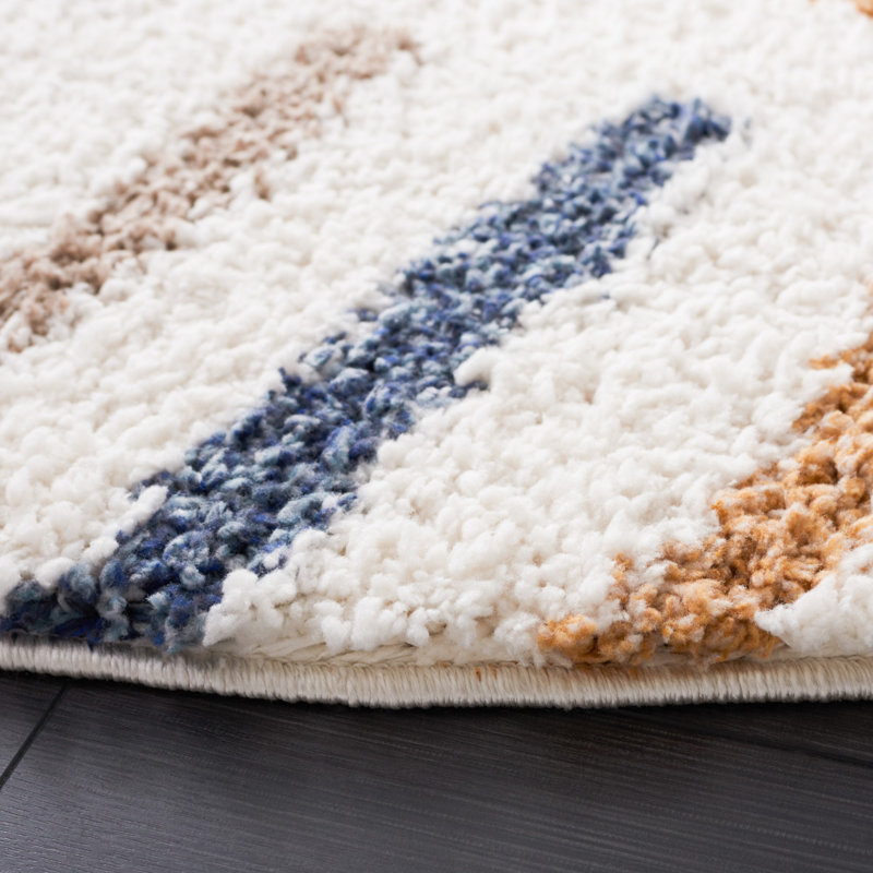 Calico Shag Performance Geometric Rug, Round 6'7"
