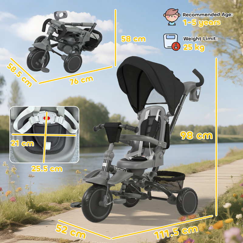 Zoomie Kids Push/Pull Ride On, Black