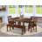 7 Piece Kitchen Table Set Consist of a Rectangle Dining Table with Butterfly Leaf and 6 Linen Fabric Dining Room Chairs, Mahogany-1524220566-1610111676-1610111675