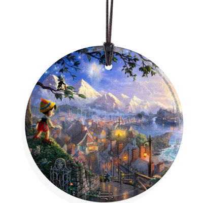 Impression sur verre suspendue Thomas Kinkade (Pinocchio Wishes On A Star)