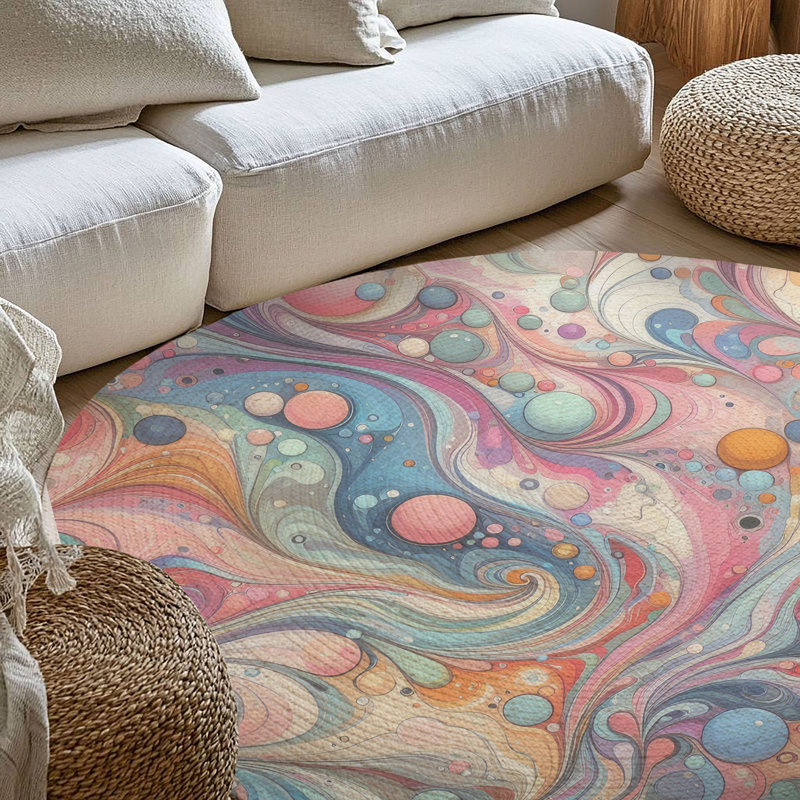 Tapis tressé Enchanted Strokes, Rond 5 pi