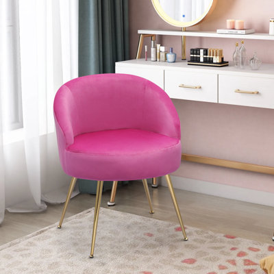 Ladson Velvet Upholstered Vanity Chair Round Back Accent Chair with Soft Cushion for Living Room Bedroom and Makeup Beauty Seat