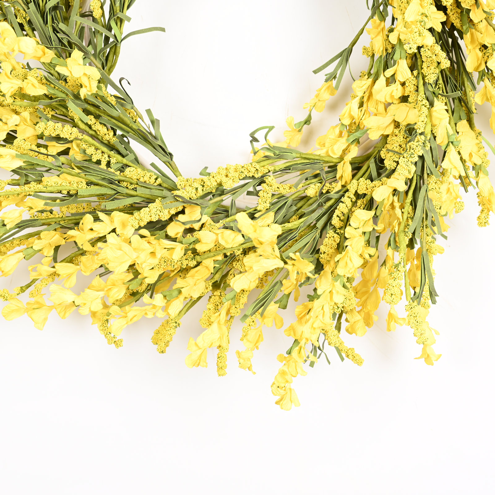 26" Blossom Wildflower Spring Front Door Wreath, Green/Yellow