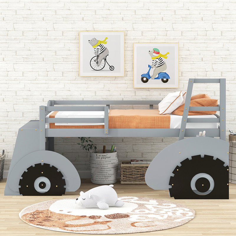 Lit pour enfant en bois massif Abrom, gris