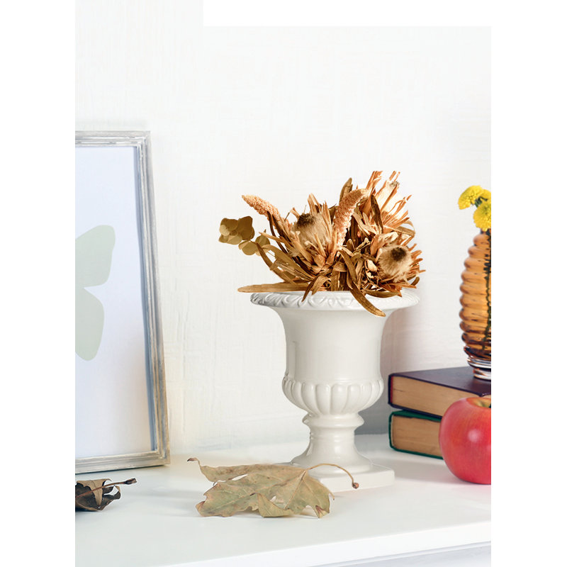 Vase blanc Roshaus Park pour fleurs, urne blanche en céramique 8,5 po