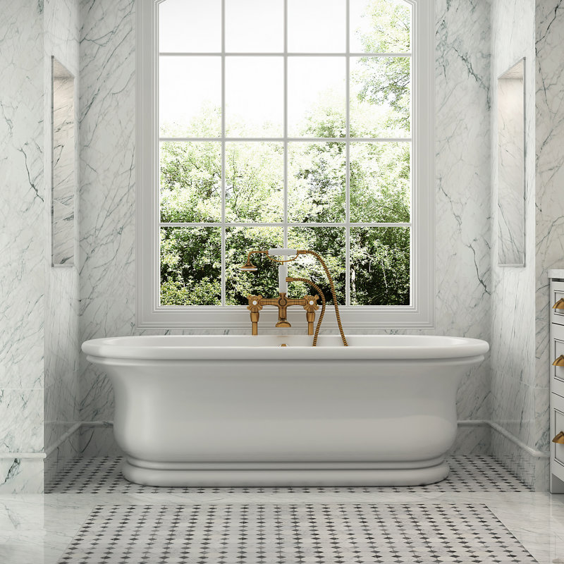 Monterey 72" x 34" Freestanding Soaking Bathtub, Biscuit