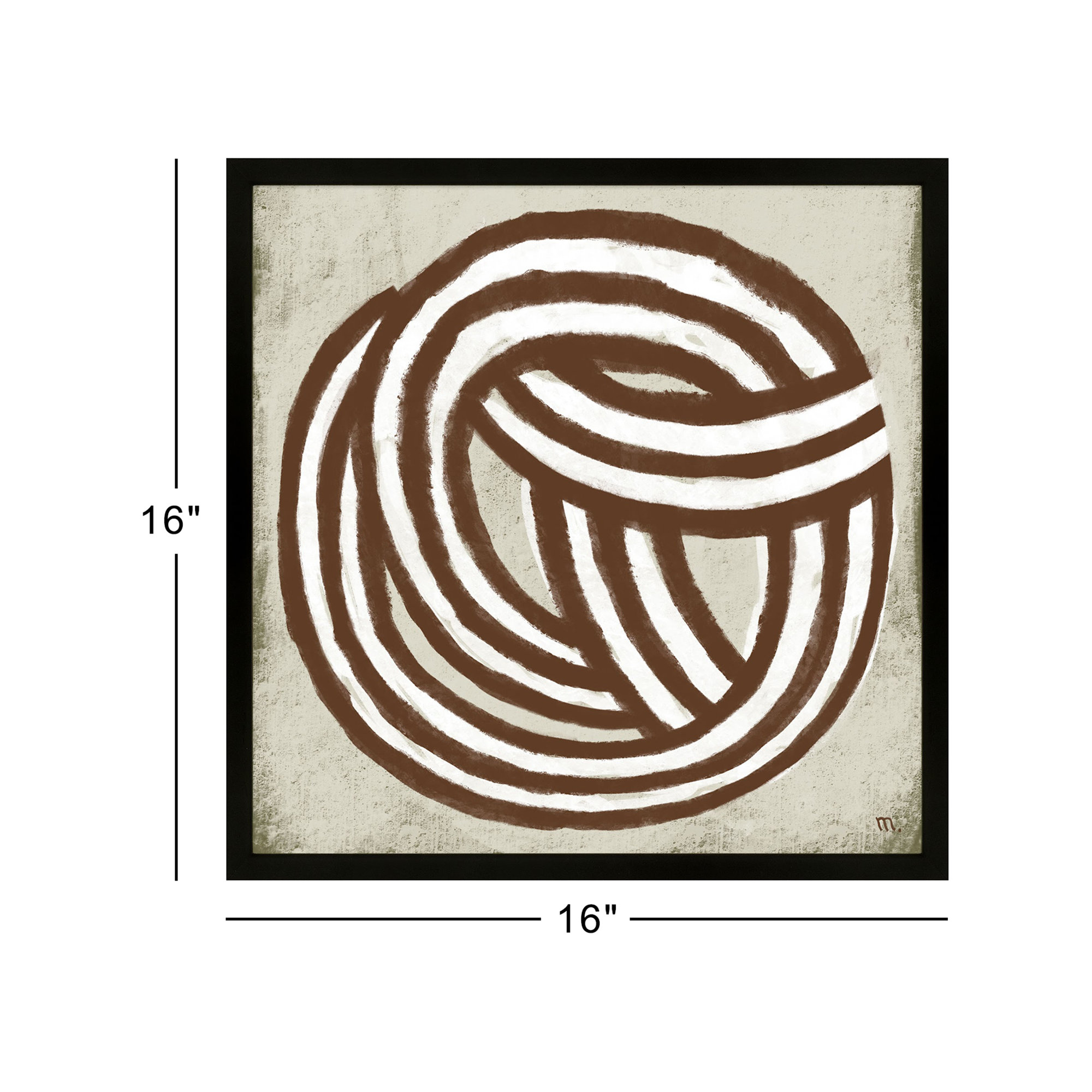 Knotting By Studio M - Framed Wall Art, 16" H x 16" W x 1.25" D, Black Framed