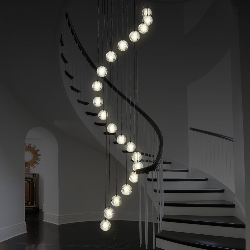 Lustre en sphère de cristal véritable 20 lumières à intensité variable Durkin (ampoules incluses), Noir mat