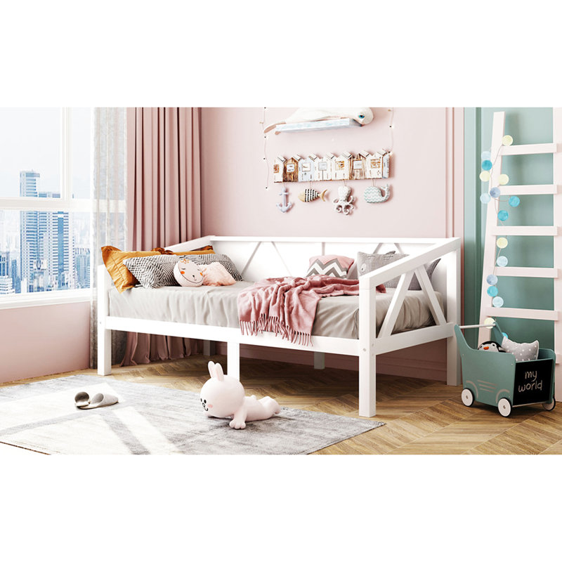 Lit de jour simple blanc, idéal pour la détente, la construction, l'espace sous le lit pour ranger des articles présentant une apparence élégante, une fonction multifonctionnelle pour se reposer à la maison, une structure stable