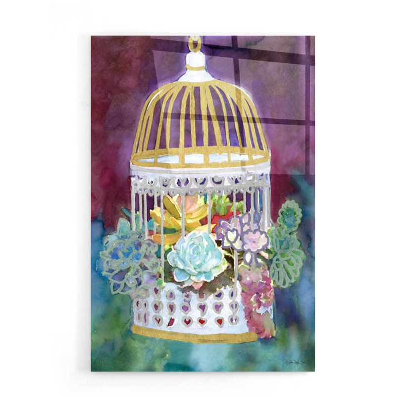 «Succulent Bird House» par Stellar Design Studio, art mural en verre acrylique, H 24 po x l 16 po x P 0,2 po