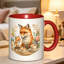 1pc Red Fox and Fox Cub Drinking Floral Pattern Ceramic Coffee Mug Coffee Cup Tea Mug Thanksgiving Gift Leisure.
