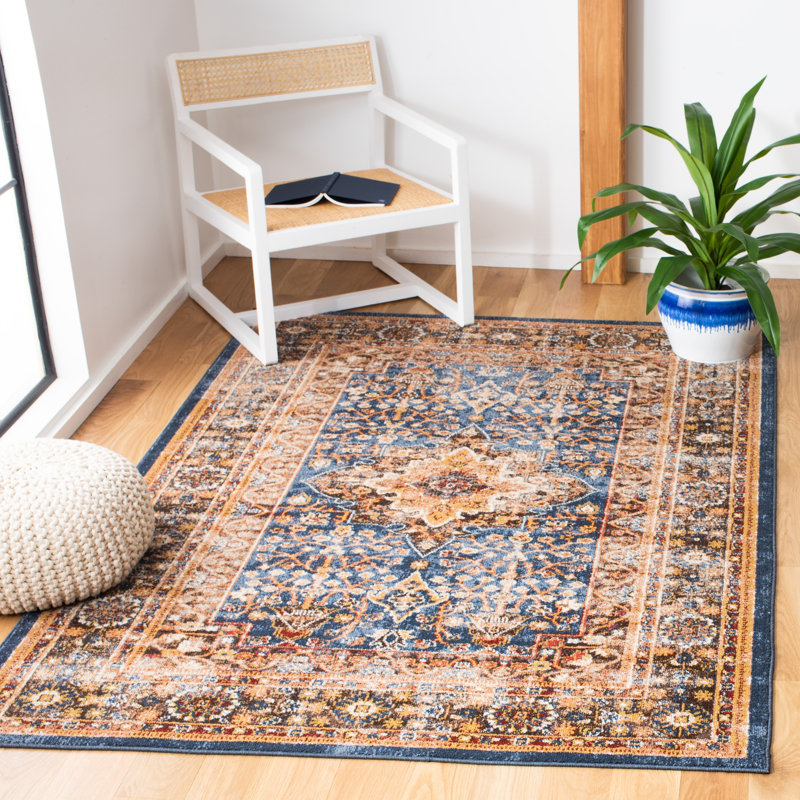 Tapis performance oriental Broomhedge Bijar, Brown/Navy, Rectangle 6 pi 7 po x 9 pi