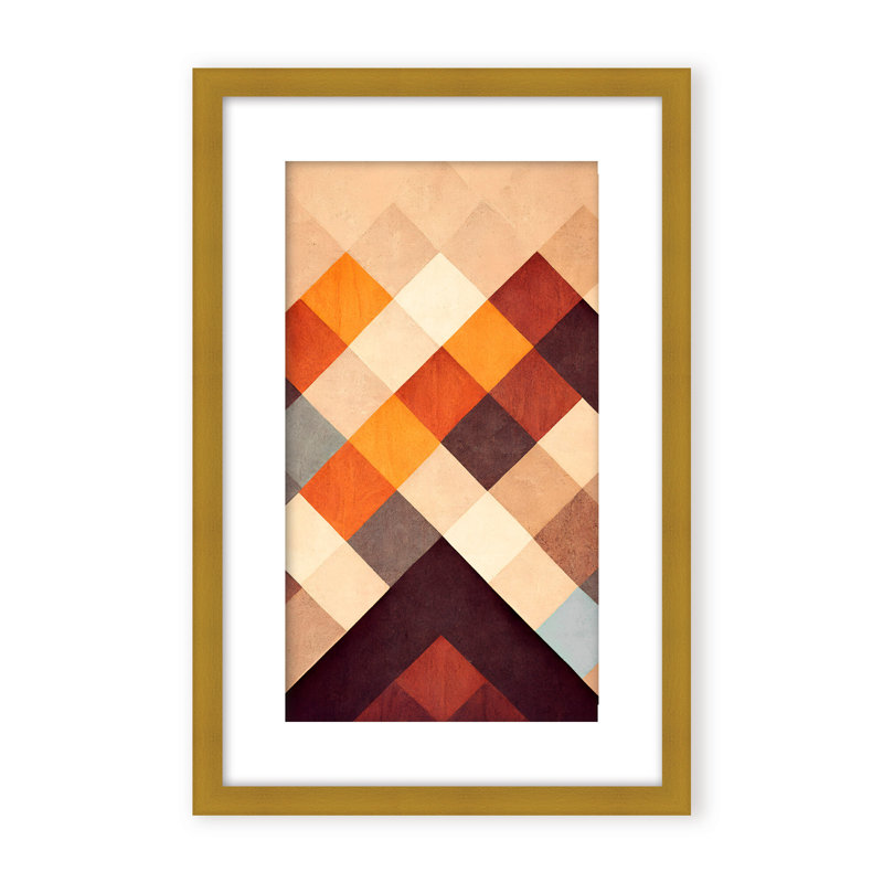 Abstract The Pyramid by  - Picture Frame Graphic Art on Paper, 24" H x 16" W x 1.125" D, Framed Matted Print, Brown