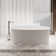 67" Streamline Soaking Matte White Stone Resin Freestanding Tub And Tray With Internal Drain In Polished Chrome