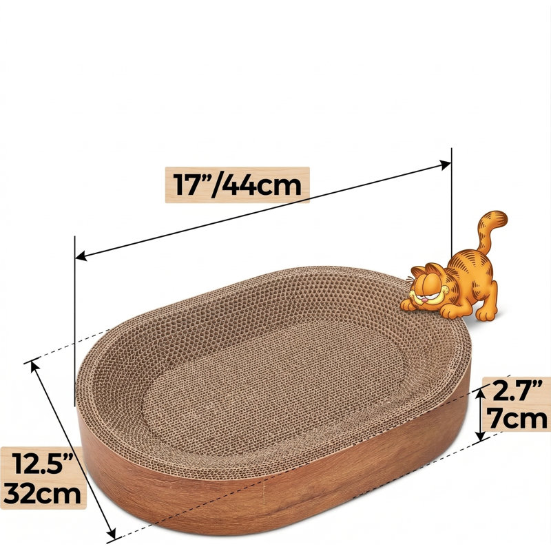 Lit à griffer oval en carton pour chat
