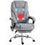 Chaise de bureau de massage Vinsetto avec 6 points de vibration, chaise d'ordinateur inclinable chauffante, chaise de bureau pivotante avec hauteur réglable et repose-pieds, gris