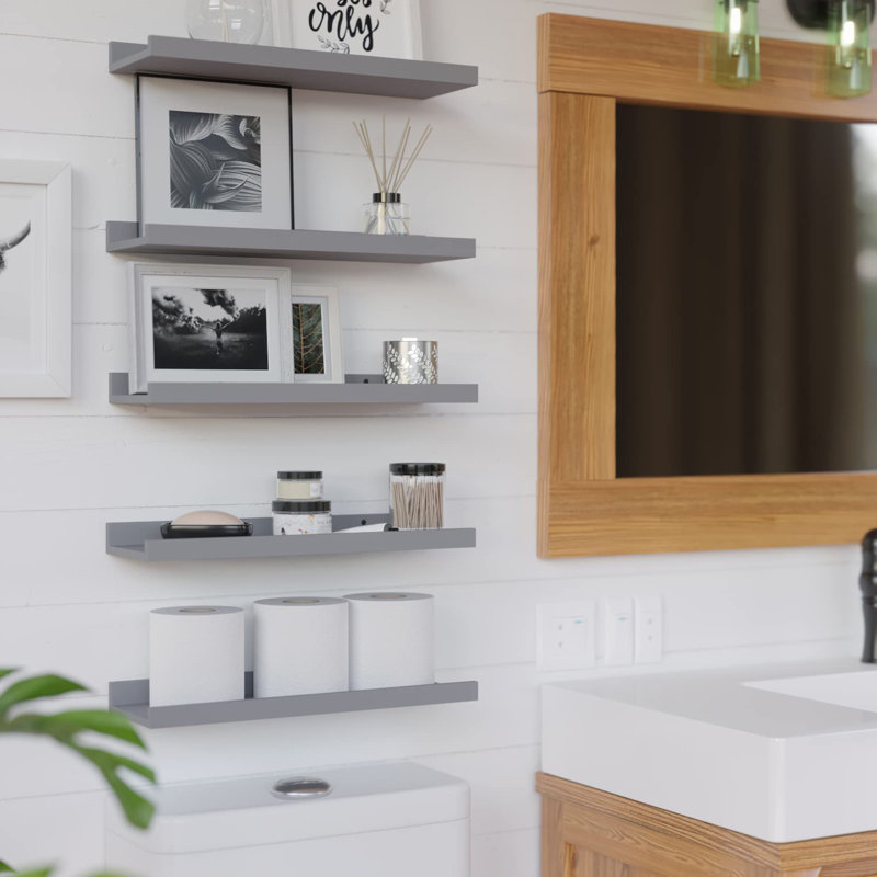 5 Set Floating Wall Mounted Shelves, Shelves For Wall Decor, Modern Picture Ledge Shelf With Lip For Storage, Nursery, Bedroom, Living Room, Bathroom