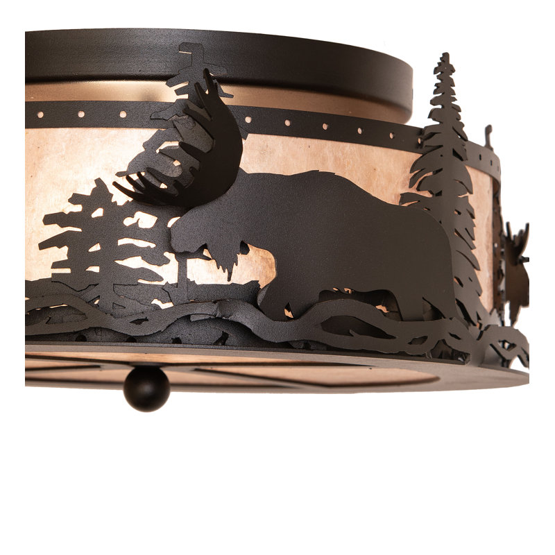2 - Light Flush Mount, Textured Black