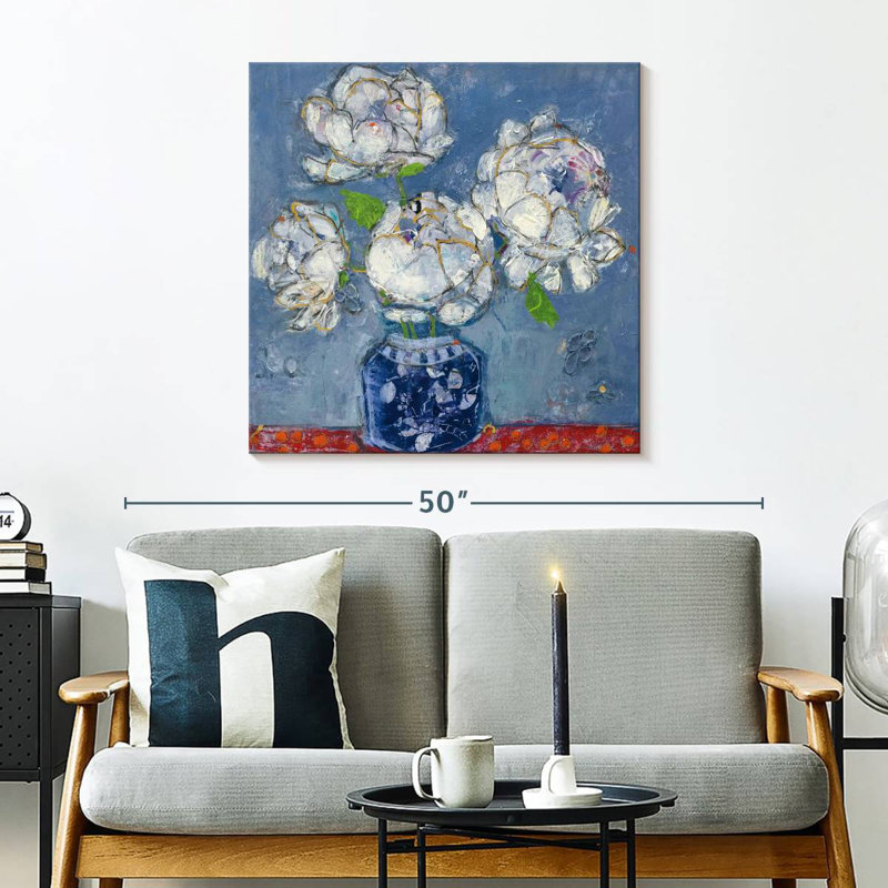 Vase de pivoines bleu Harnek, H 30 po x l 30 po