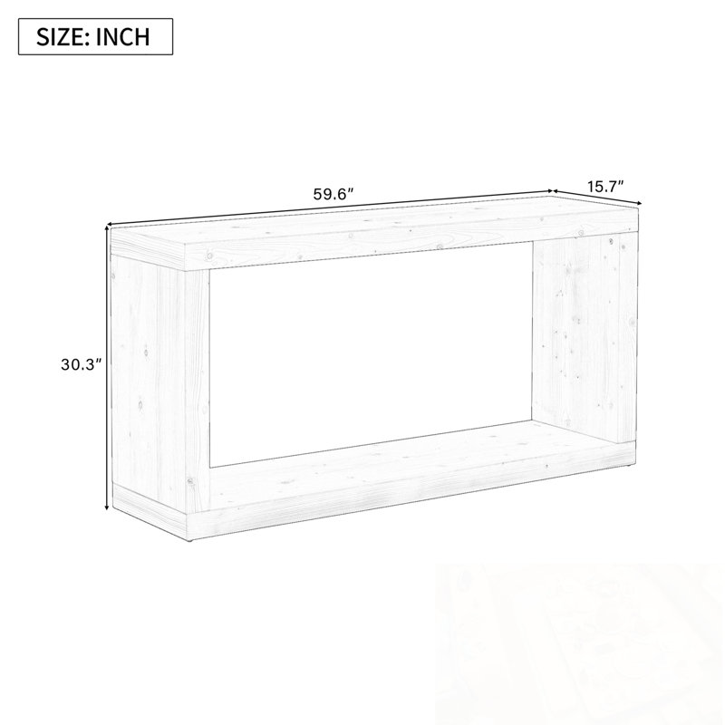 Console en bois avec tablette inférieure, Noir