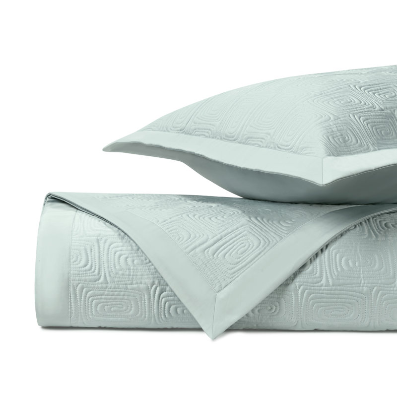 Maze Quilted Sateen Coverlet Set, Eucalipto, Twin Coverlet + 1 Standard Sham