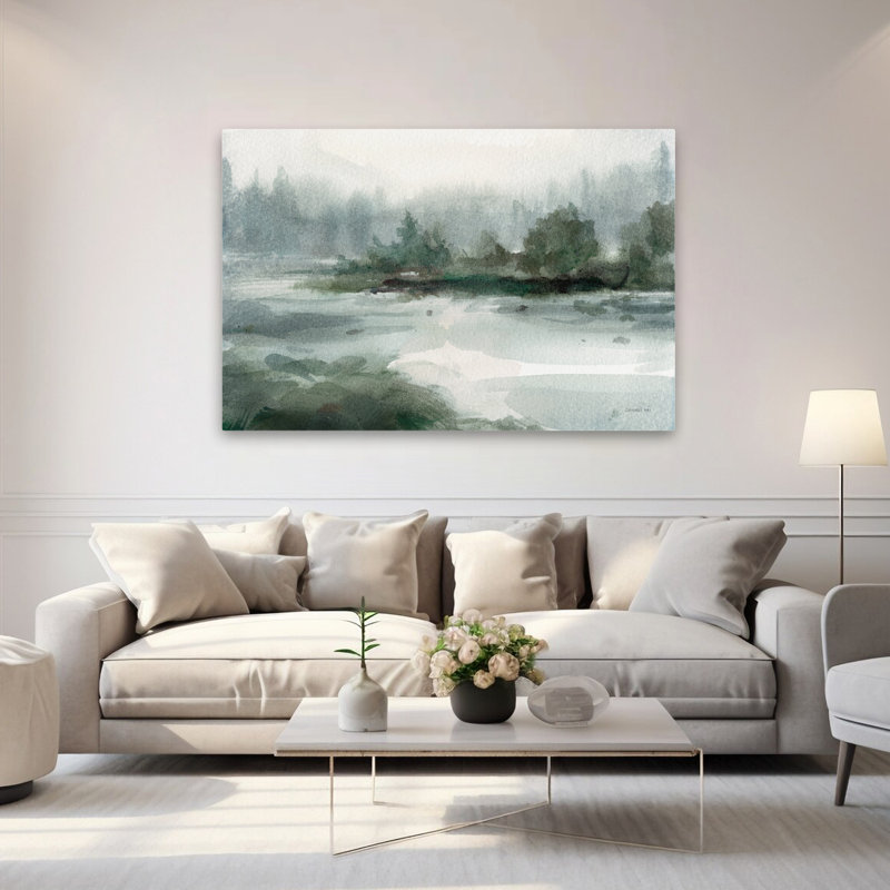 Channel - Blue Channel Gray Green Art, 40" H x 60" W
