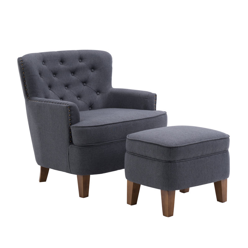 Arrison Upholstered Armchair, Dark Gray Polyester Blend