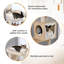 Arbre à chat de 56,7 po avec grand bac à litière, tour à chat en bois pour chats d'intérieur avec armoire de rangement, maisonnette confortable pour chat, poteau à griffes recouvert de sisal et boules suspendues remplaçables-2141264842